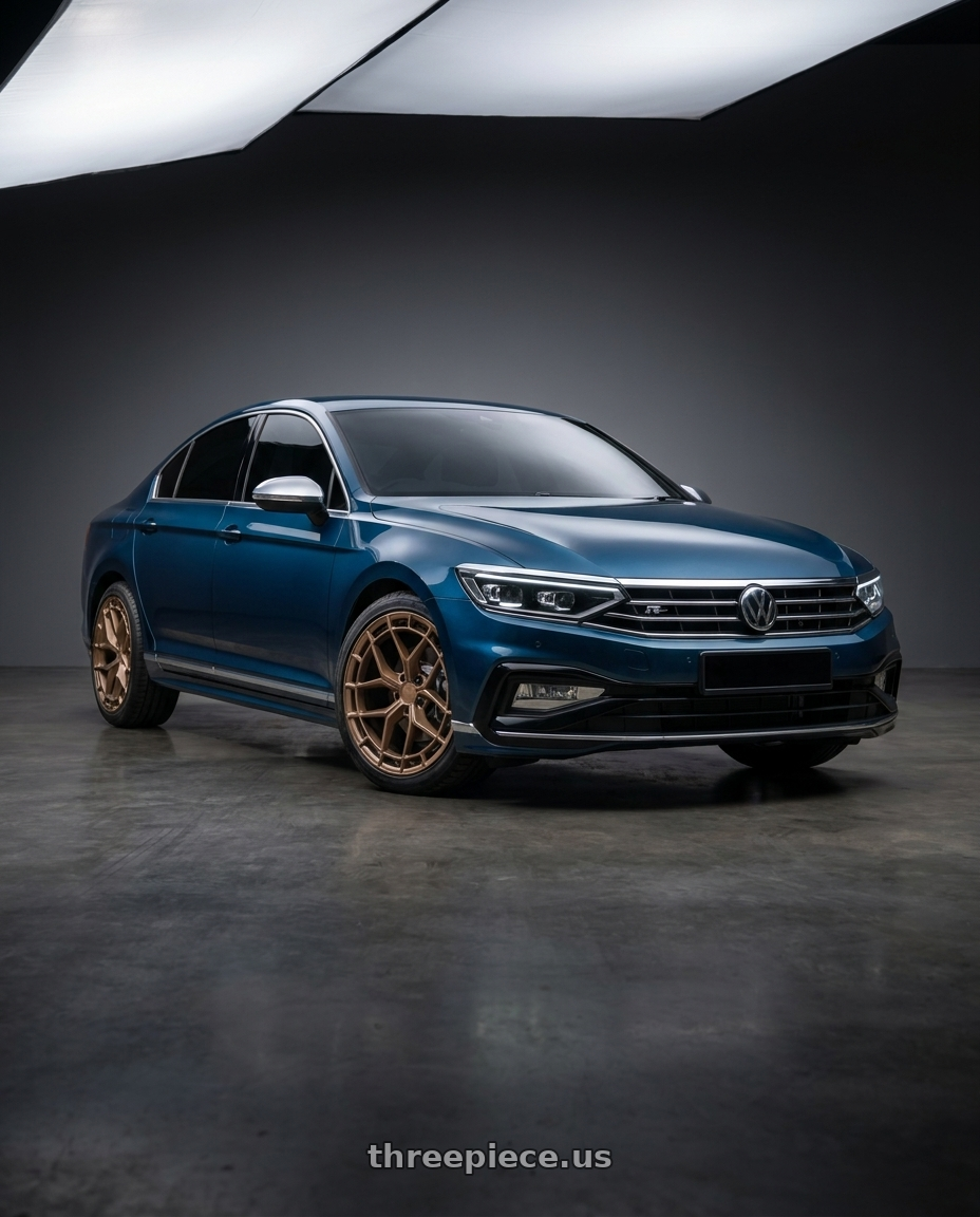 2022 Volkswagen Passat B8.5 3G R-Line, Aquamarine Blue Metallic with KATANA RACING KR12 5x112 20x8.5 +40 Matte Bronze wheels