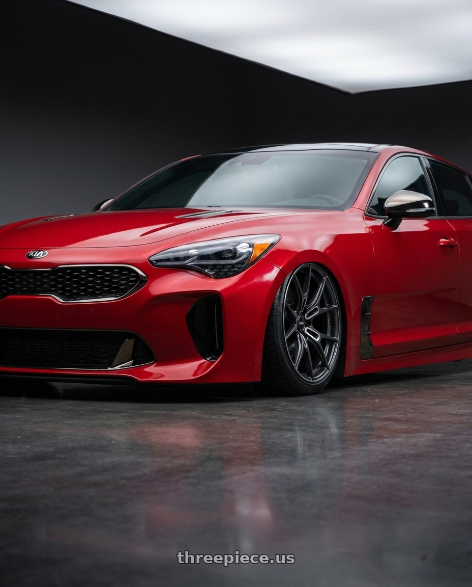 2022 Kia Stinger GT with Gram Lights 57FXZ 5x114.3 19x10.5+20 Super Dark Gunmetal / Machining Rim Edge DC wheels