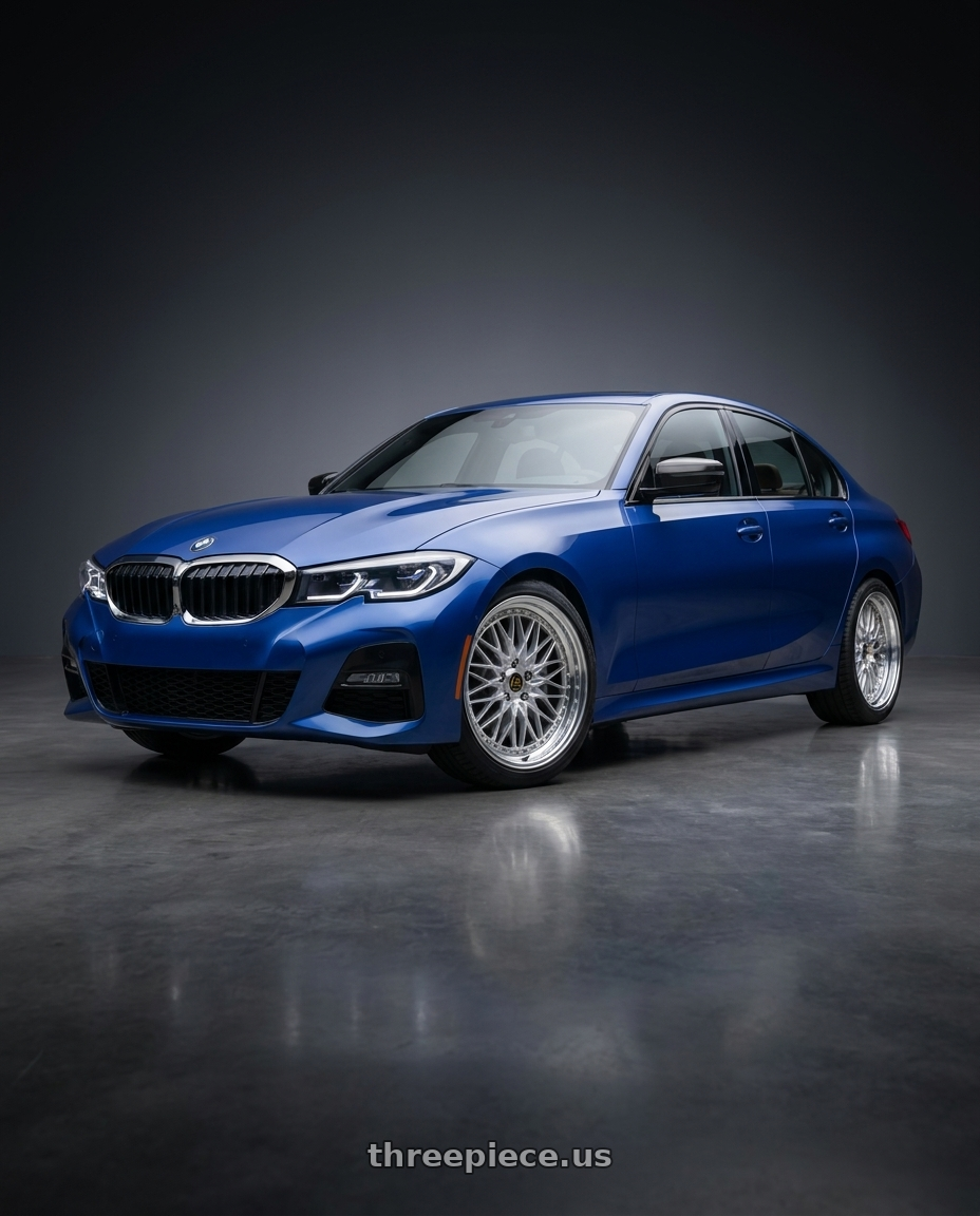 2022 bmw 330i xdrive with Work Vs-Xv 5x112 18x8.5+8 A Disk Silky Rich Silver wheels