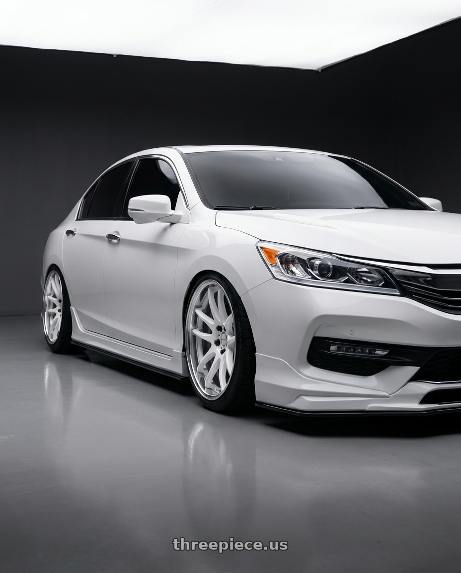 2016 Honda accord with Work Cr 2P 5x114.3 18x9.5 +12 Gloss White wheels