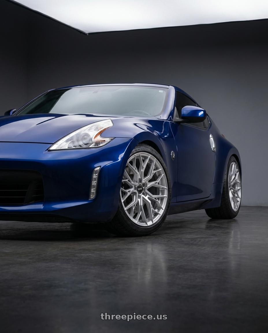 2016 Nissan 370z with F1R FS3 5x114 19x8.5 +35 Machine Silver wheels