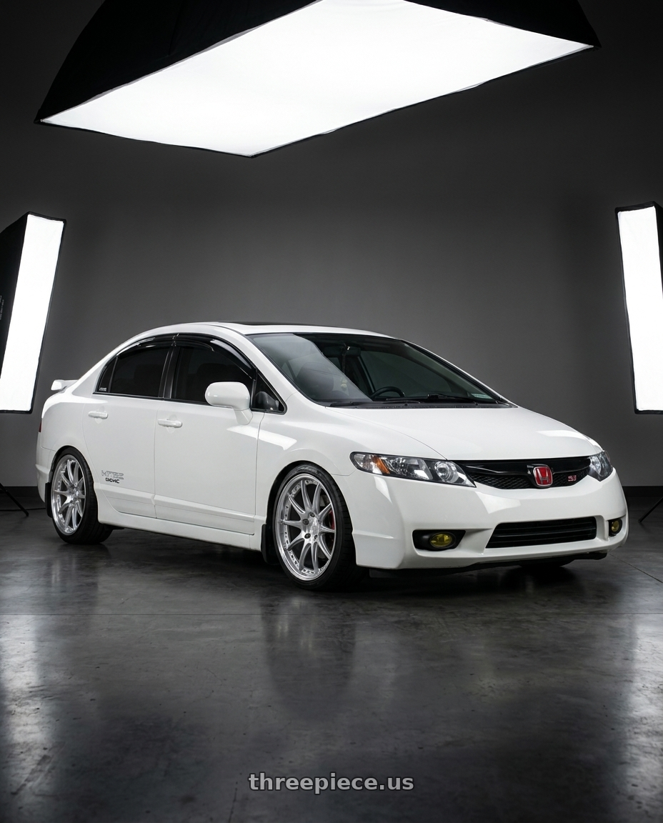 2008 Honda Civic SI with Aodhan DS07 5x114.3 18x8.5+35 Silver w/Machined Face wheels