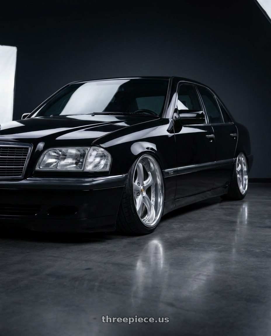 1996 mercedes-benz c280 base black with Work Wheels VS-KF 5x112 18x10+28 Light Grey Silver A Disk FULL REVERSE wheels