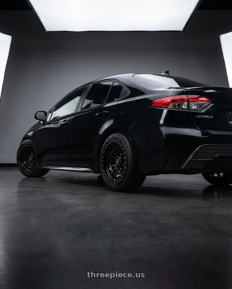 2021 Toyota Corolla se  with Fuel 1PC D101 ZEPHYR BEADLOCK 6X139.7 17X9 -15 MATTE BLACK wheels rear three quarter view square tires