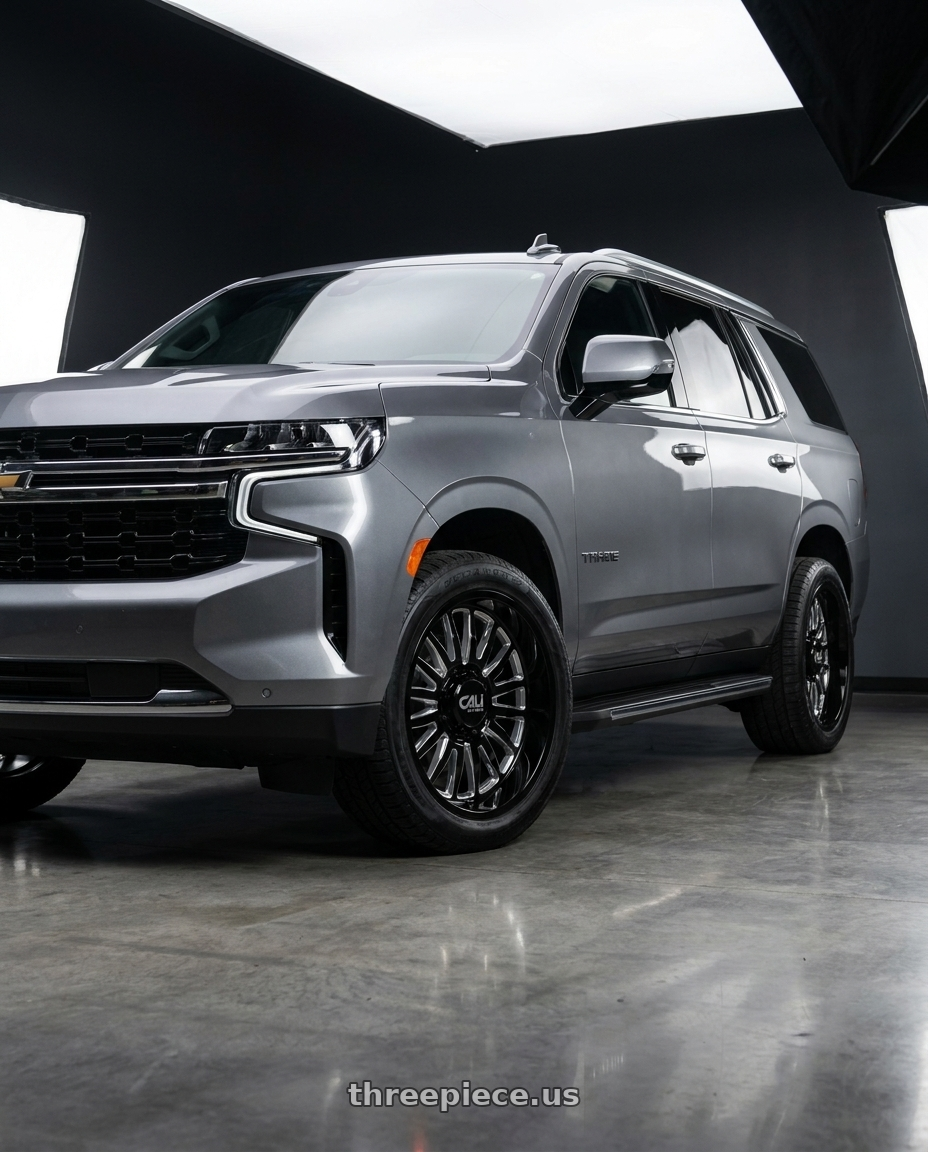 2021 Chevrolet Tahoe LS with Cali Off-Road Summit 9110 6x139.7 22x10+0 Gloss Black/Milled Spokes wheels