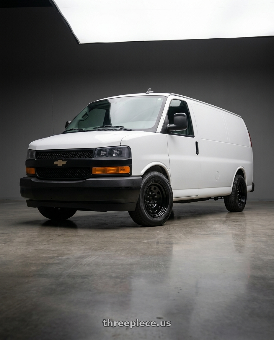 2022 Chevrolet extended express van with Vision HD 84H 8x165.1 17x9-12 Gloss Black wheels