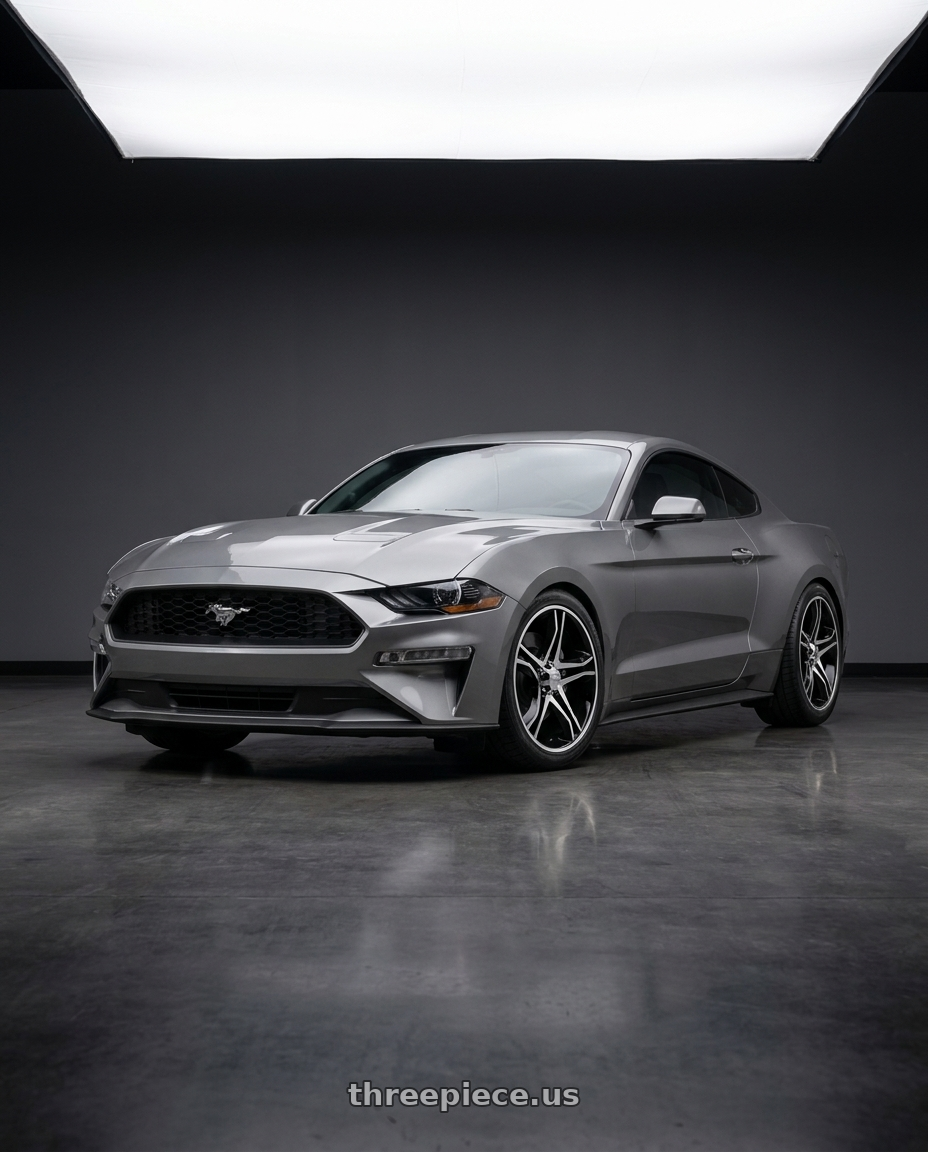 2021 Ford Mustang GT with American Racing AR893 MAINLINE 5x114.3 20x8.5 +35 GLOSS BLACK MACHINED wheels