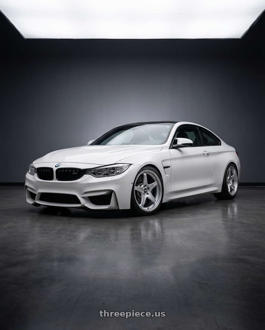 2018 BMW M4 F82 with ESR Wheels APEX SERIES AP5 5x120 19x8.5 +30 Hyper Silver wheels front three quarter view lowered stance