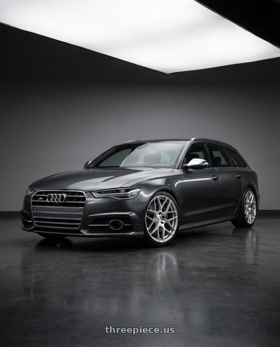 2016 Audi S6 C7 with Aodhan AFF2 5x112 20x9+30 Gloss Silver Machined Face wheels front three quarter view lowered stance