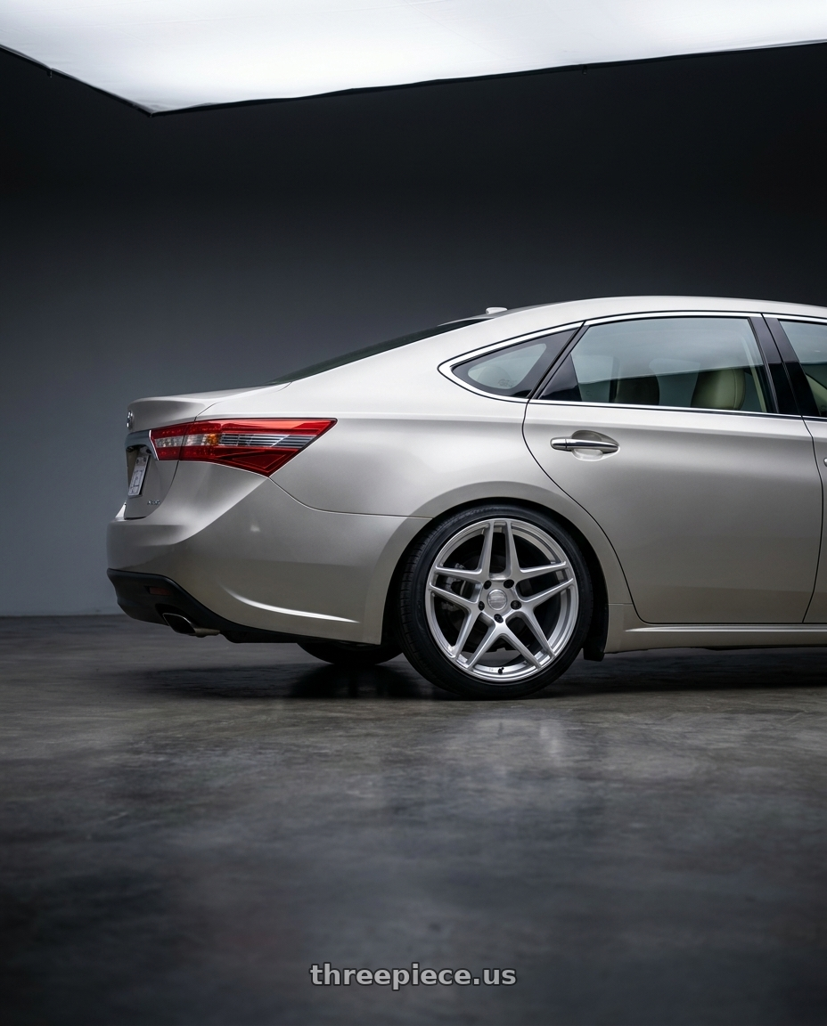2013 toyota avalon with Kansei K15H Astro 5x114.3 18x9.5 35 Hyper Silver wheels rear three quarter view square tires