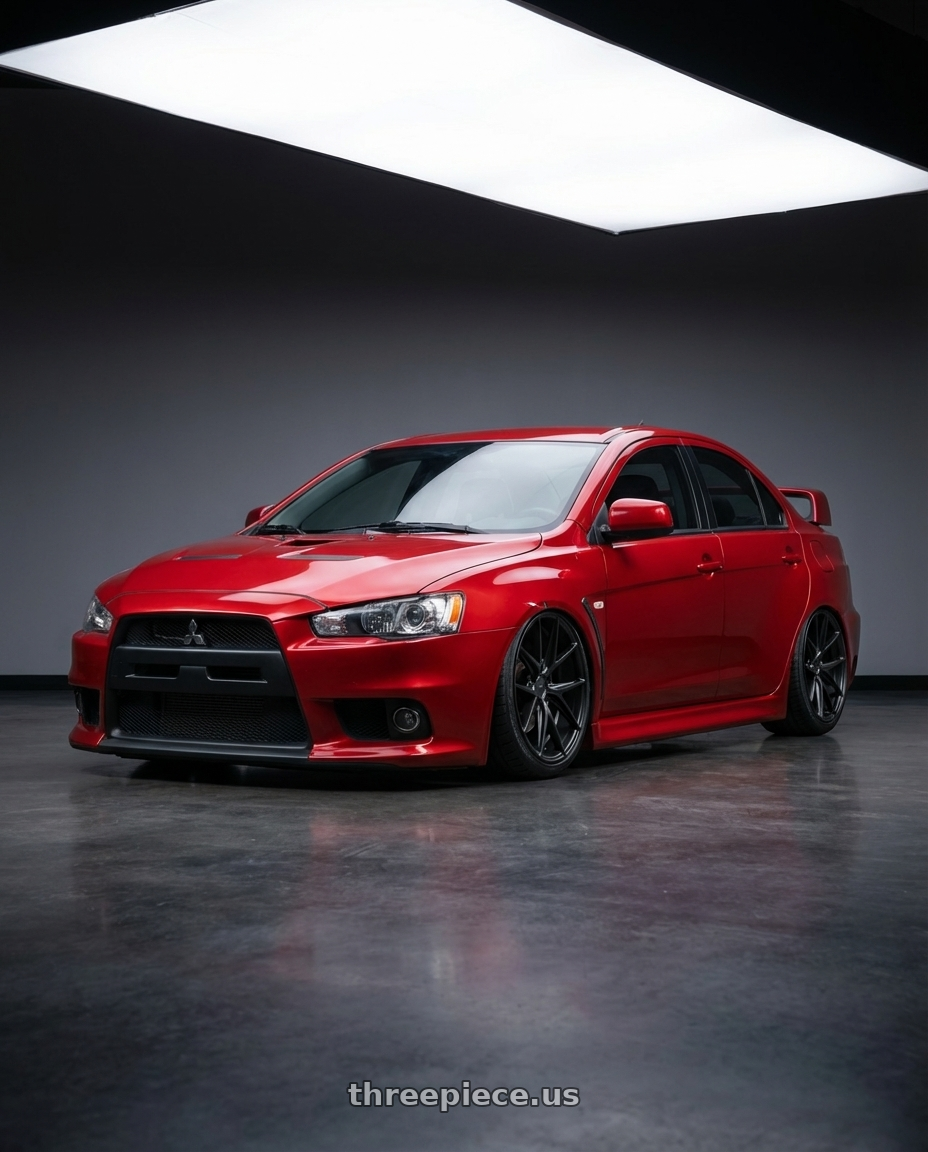 2012 Mitsubishi Lancer Evo X with Niche 1PC M117 MISANO 5X114.3 18X8 +42 MATTE BLACK wheels