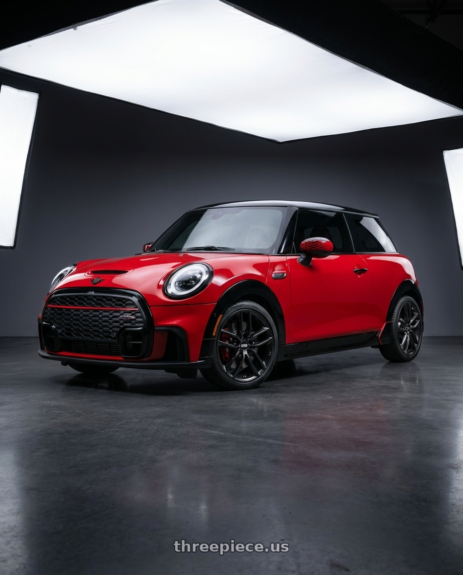 2025 mini jcw red with BBS SX 5x112 18x8 +44 Crystal Black wheels