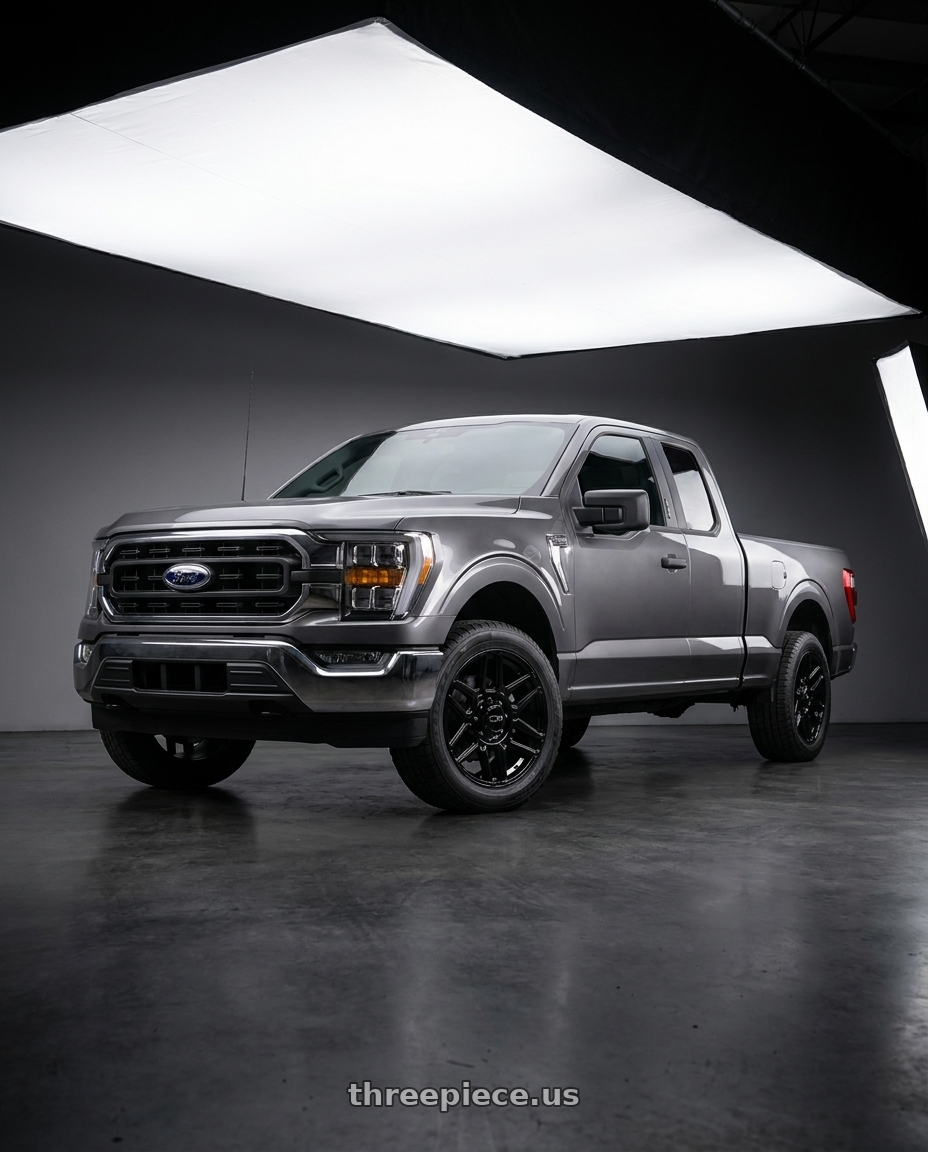 2021 Ford F-150 XL with Ion Type 146 6x135 20x9+18 Gloss Black wheels