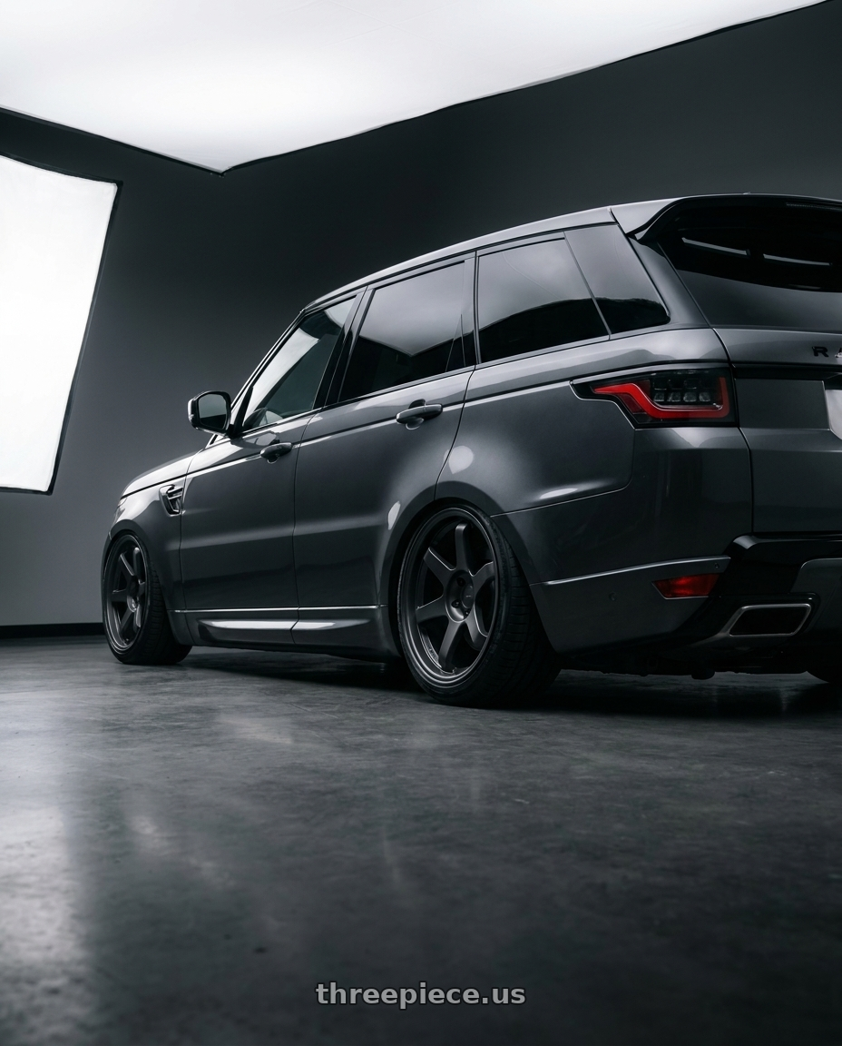 2021 Range Rover Sport with 9six9 SIX-1 5x112 19X8.5 +35 Carbon Gray wheels rear three quarter view slight stretch tires