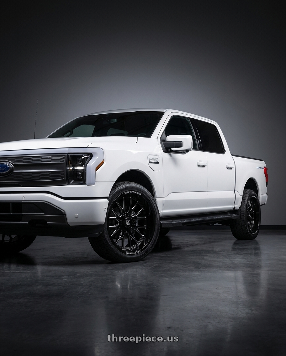 2022 Ford F150 Lightning with Axe ATLAS 6x135/6x139.7 22X9.5 20 GLOSS BLACK MILLED wheels