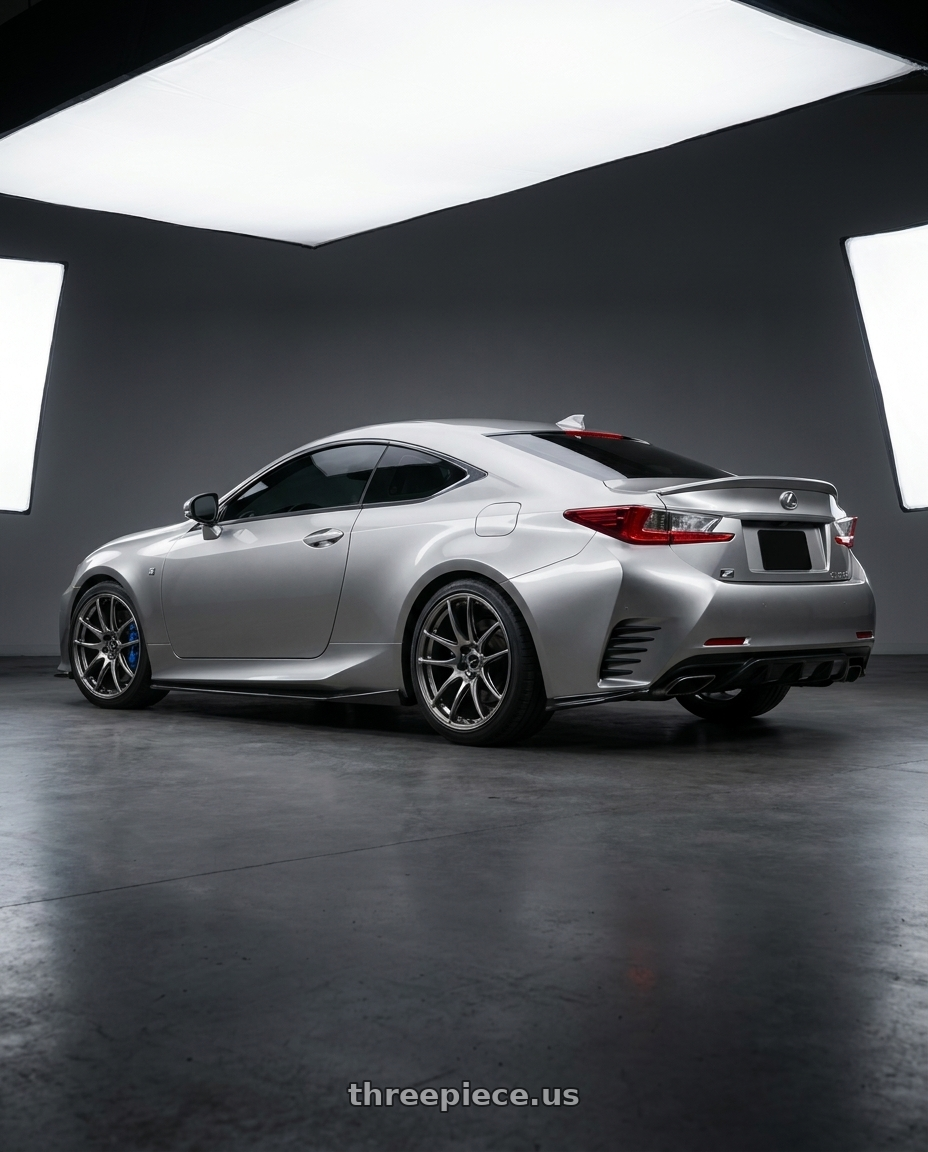 2016 Lexus RC 350 F Sport with WORK Emotion CR Shigoku 5x114.3 19x9.5 +38 Glow Gunmetal GGM wheels rear three quarter view square tires