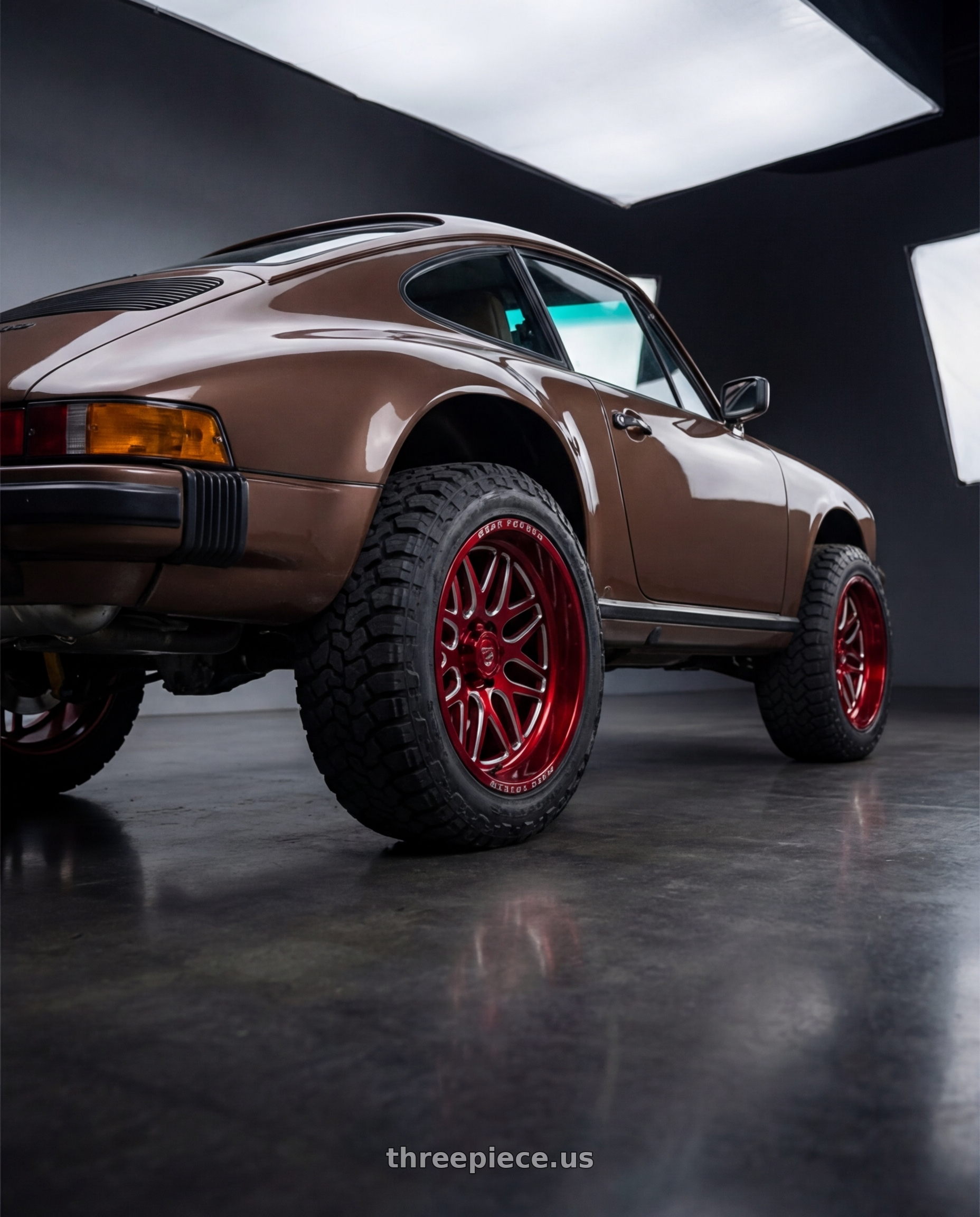 1979 Porsche 911 with Gear Forged GF761RT 8x165.1 22x12 -44 A262234 wheels rear three quarter view square tires