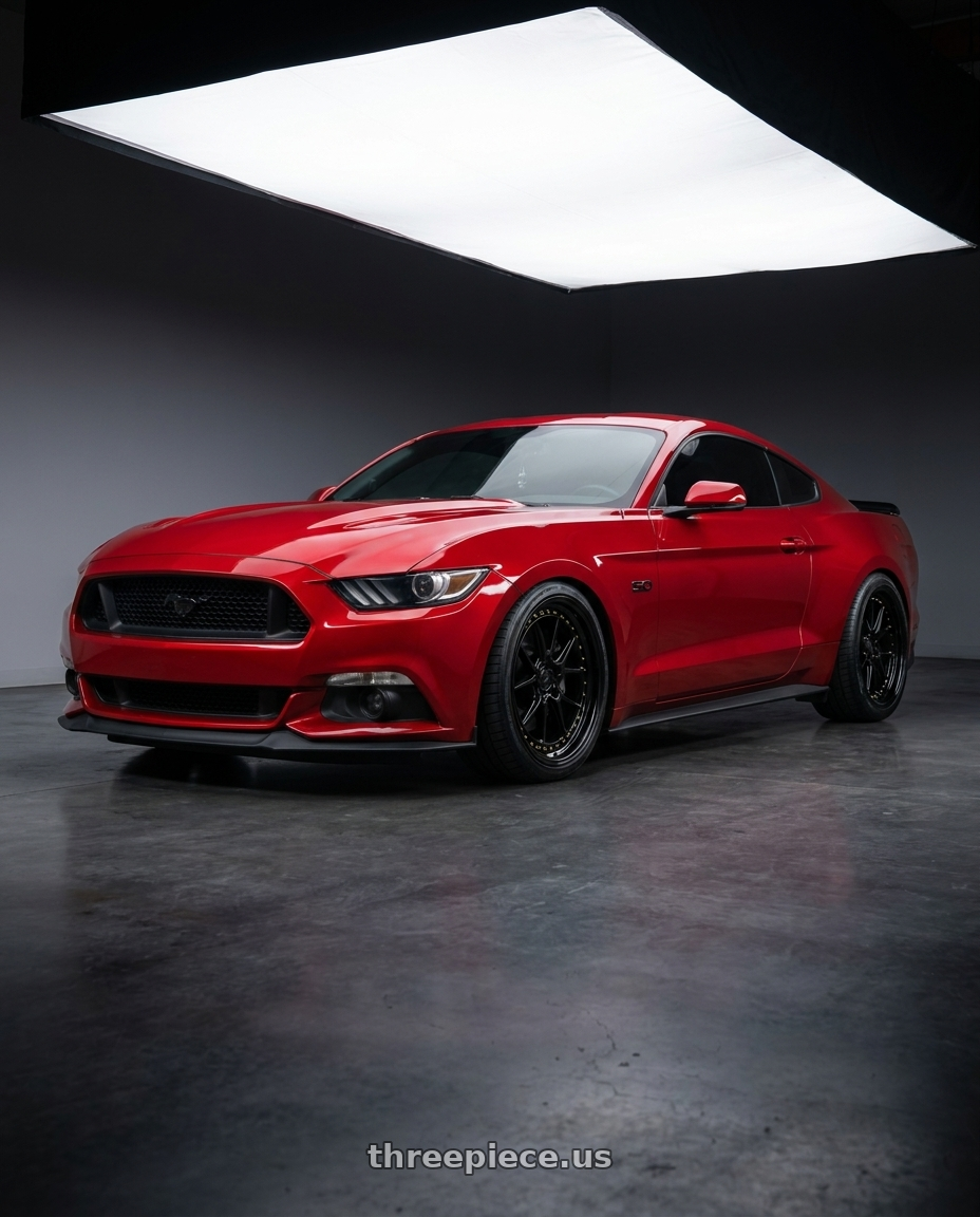 2015 ford mustang gt with Aodhan DS08 5X114.3 19x9.5+30 Gloss Black W /Gold Rivets wheels