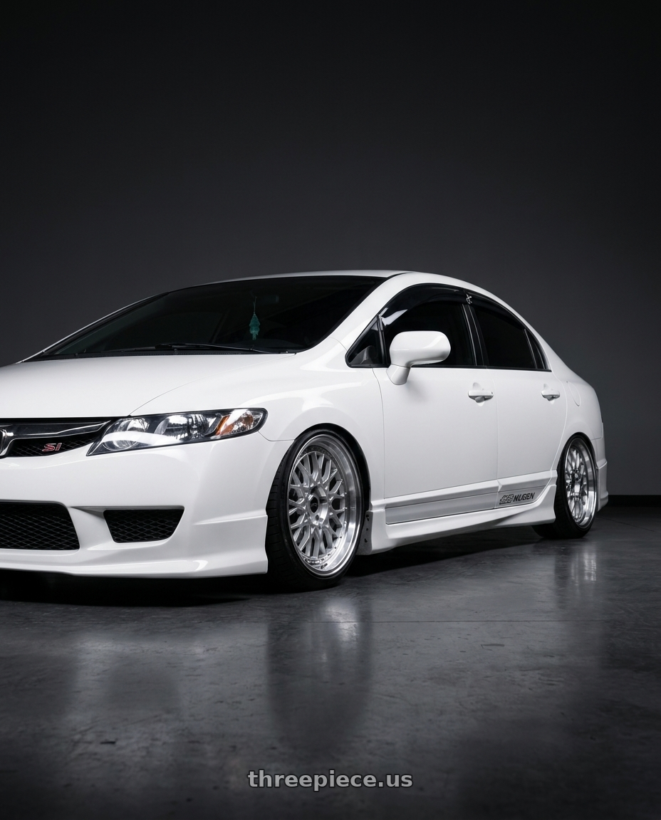 2010 Honda civic si with ARC AR1 5x114.3 17x8.5  +35 Silver Machine Face Lip Chrome Rivet wheels