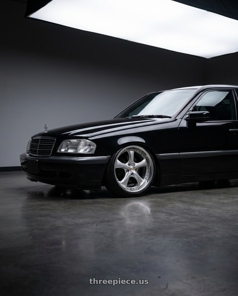 1996 mercedes-benz c280 base black with Work Wheels VS-KF 5x112 18x10+28 Light Grey Silver A Disk FULL REVERSE wheels