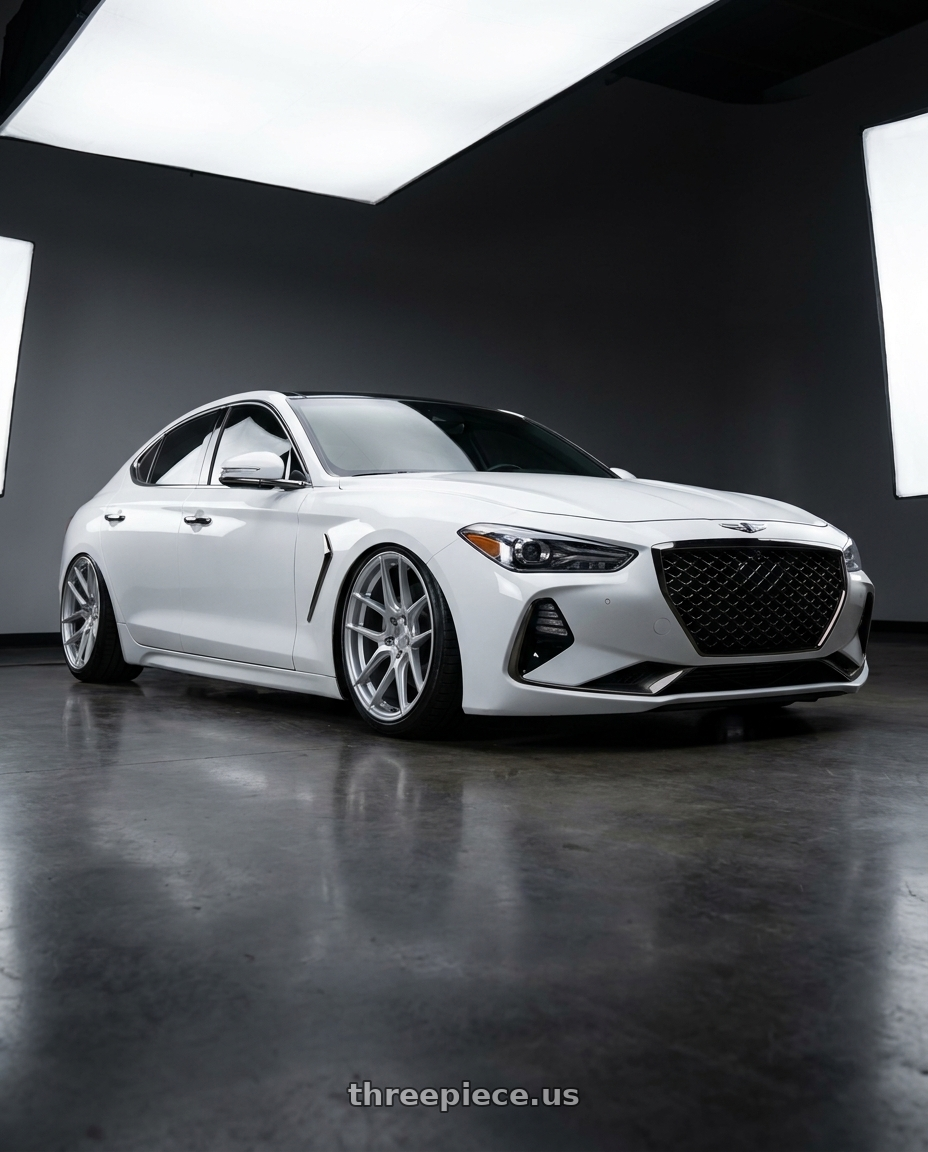 2020 Genesis g70 with Aodhan AFF3 5x114.3 20x10.5+45 Gloss Silver Machined Face wheels