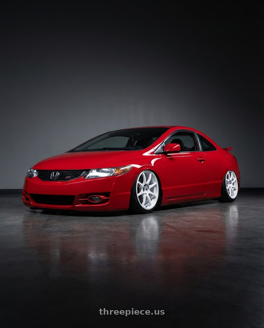 2011 Honda Civic Si with Advan RCIII 5x114.3 18x7.5+45 White wheels front three quarter view stanced stance