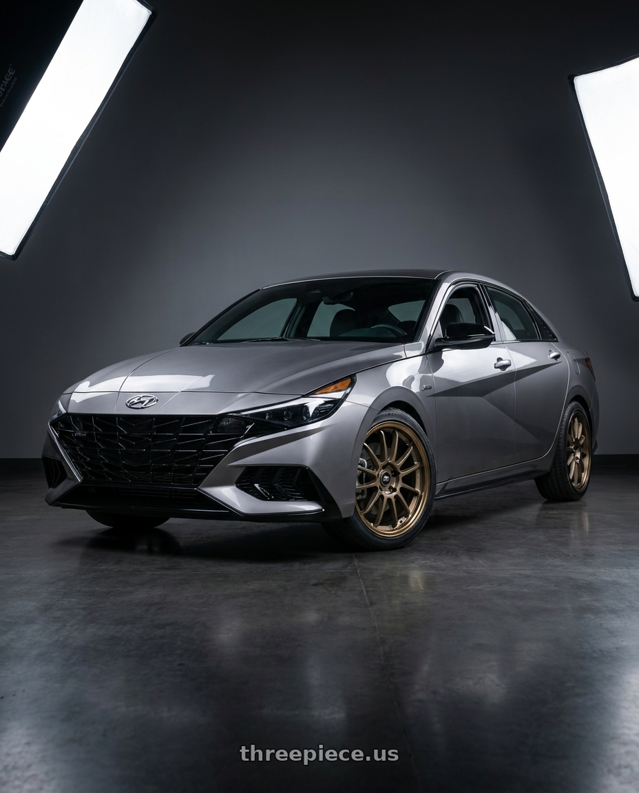 2023 Hyundai Elantra n line with MST Wheels MT45 5X114.3 18x8.5 +38 Matte Bronze w/Bronze Machined Lip wheels