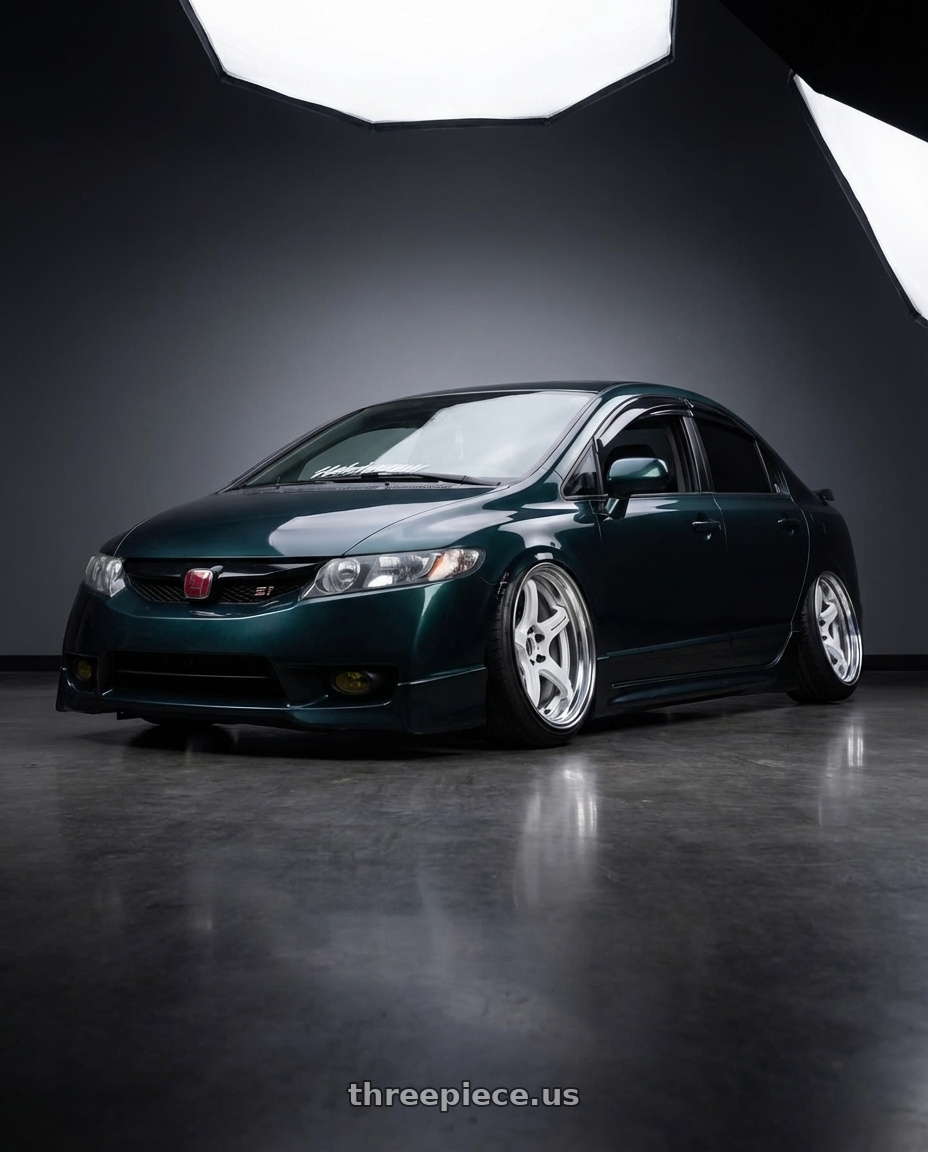 2008 Honda Civic SI with Work T5R 2P 5x112 18x10.0 +0 WHITE wheels