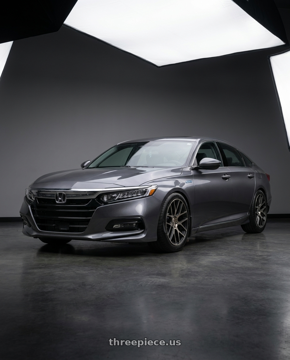 2020 Honda accord hybrid with Niche 1PC M159 INTAKE 5X114.3 18X8 +40 MATTE BLACK MACHINED RING wheels
