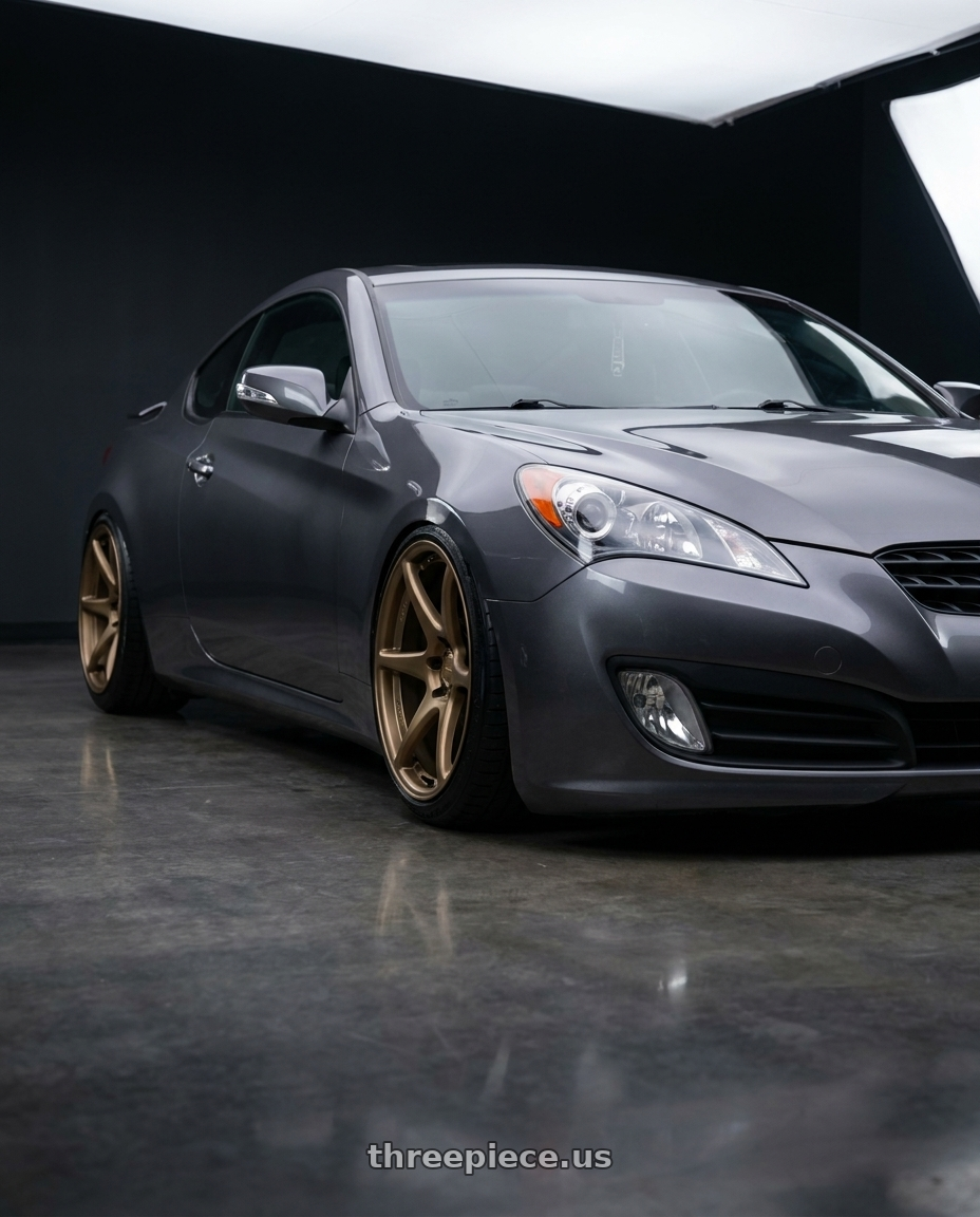 2014 Hyundai Genesis Coupe with Kansei K11B Tandem 5x114.3 19x9.5 22 Bronze wheels