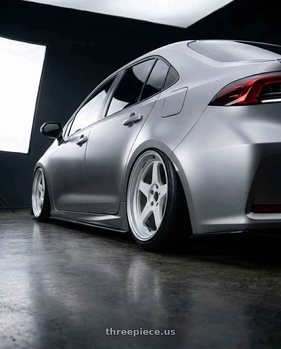 2022 Toyota altis gr with Enkei RPF1RS 5x114.3 18x10+6 Silver wheels rear three quarter view extreme stretch tires