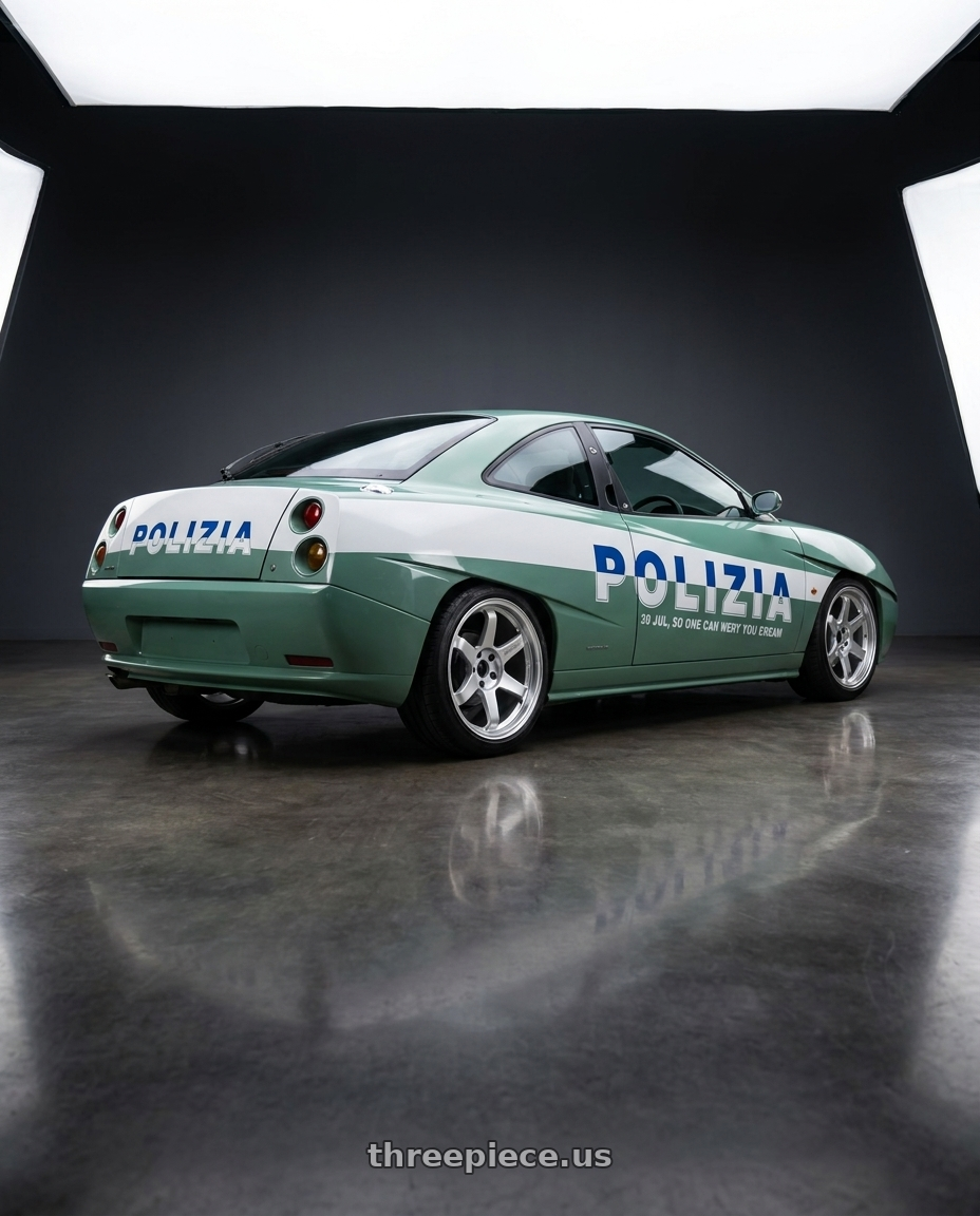 1998 fiat coupe with Volk Racing TE37 ULTRA M-SPEC 5x114.3 19x9.5 +22 DIAMOND SILVER wheels rear three quarter view slight stretch tires