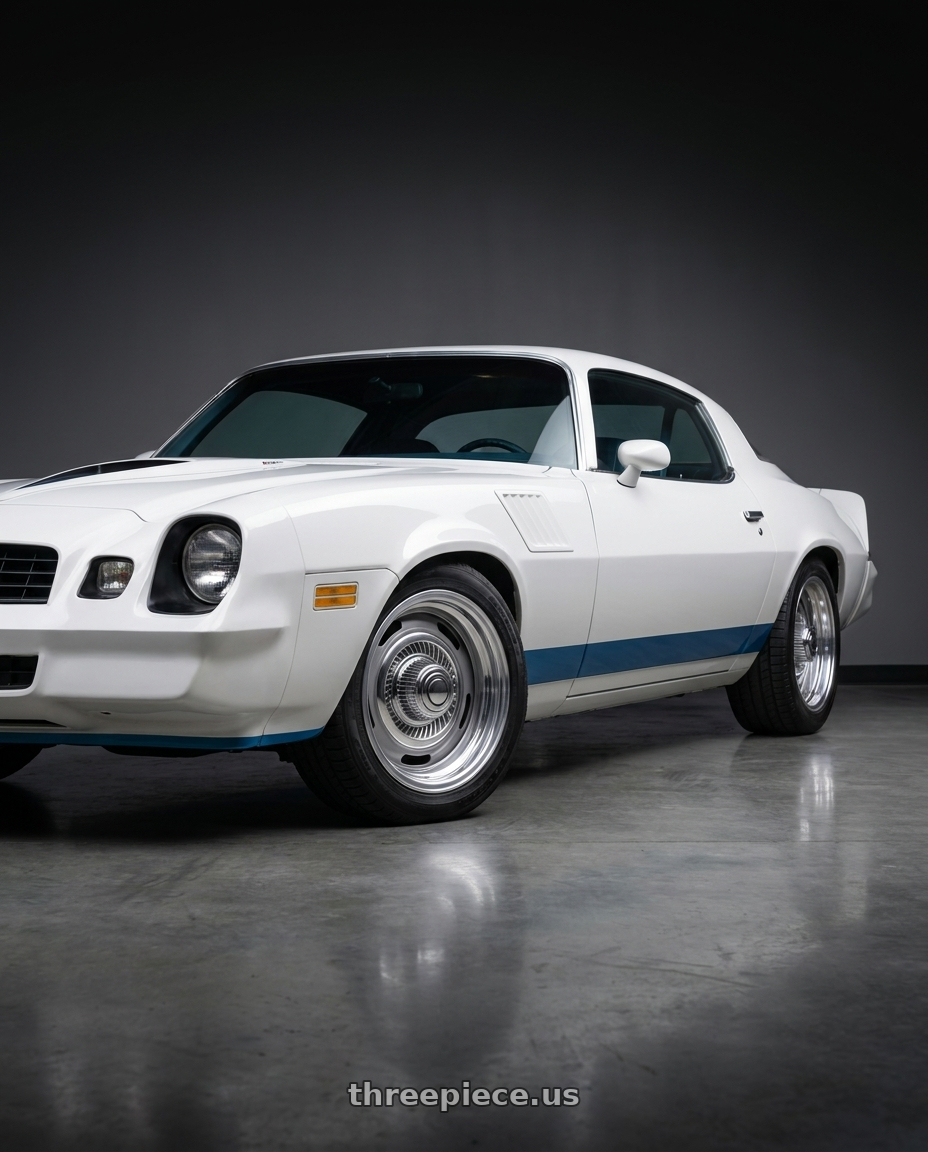 1979 chevy camaro with Vision American-Muscle 55 Rally 5x120.65 15x4+0 Silver wheels