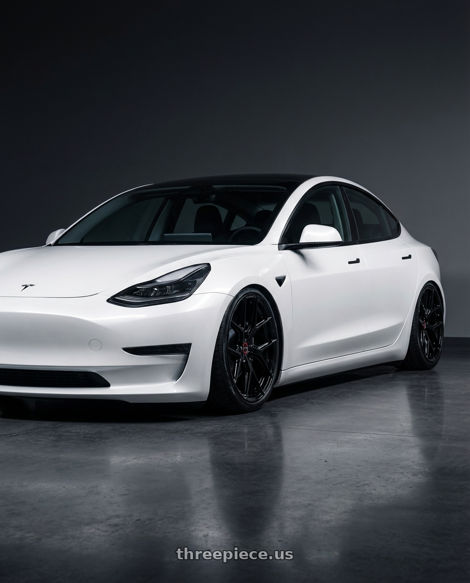 2023 Tesla Model 3 with Vossen HF-5 19x8.5 / 5x114.3 / ET32 / Flat Face / 73.1 - Gloss Black Wheel - HF5-9N60 wheels
