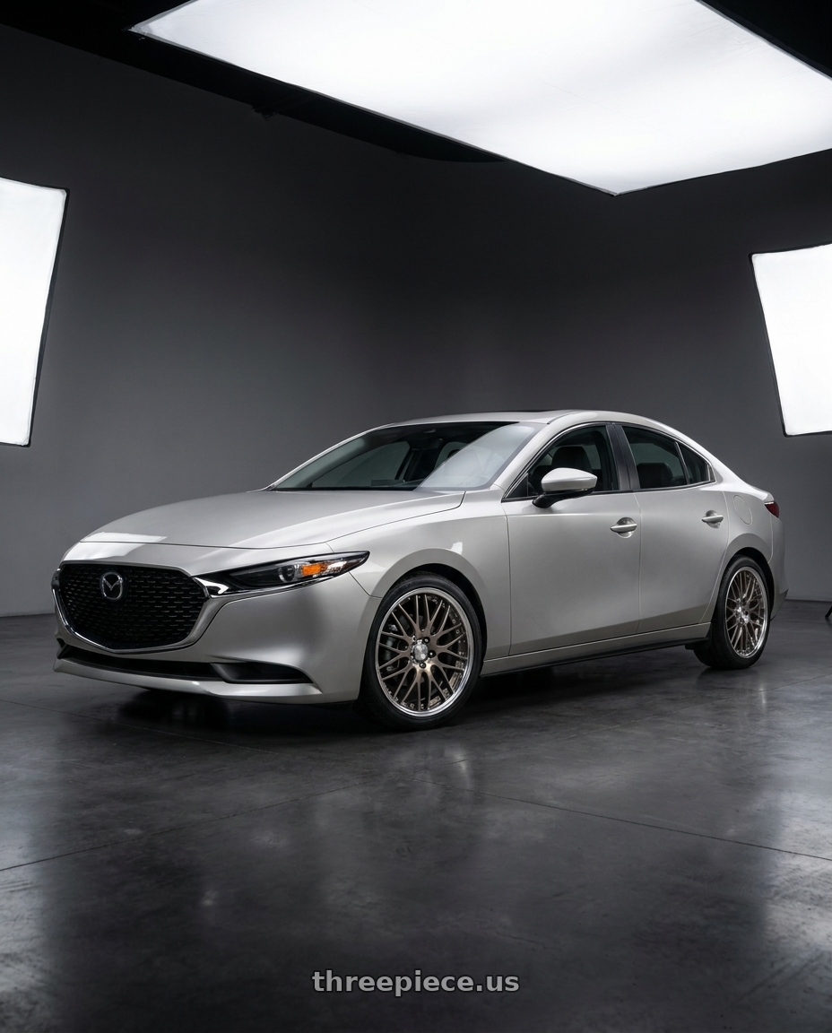 2026 Mazda 3 with Work Lanvec Lm1 5x114.3 18x8+0 O Disk Trans Gray Polish wheels