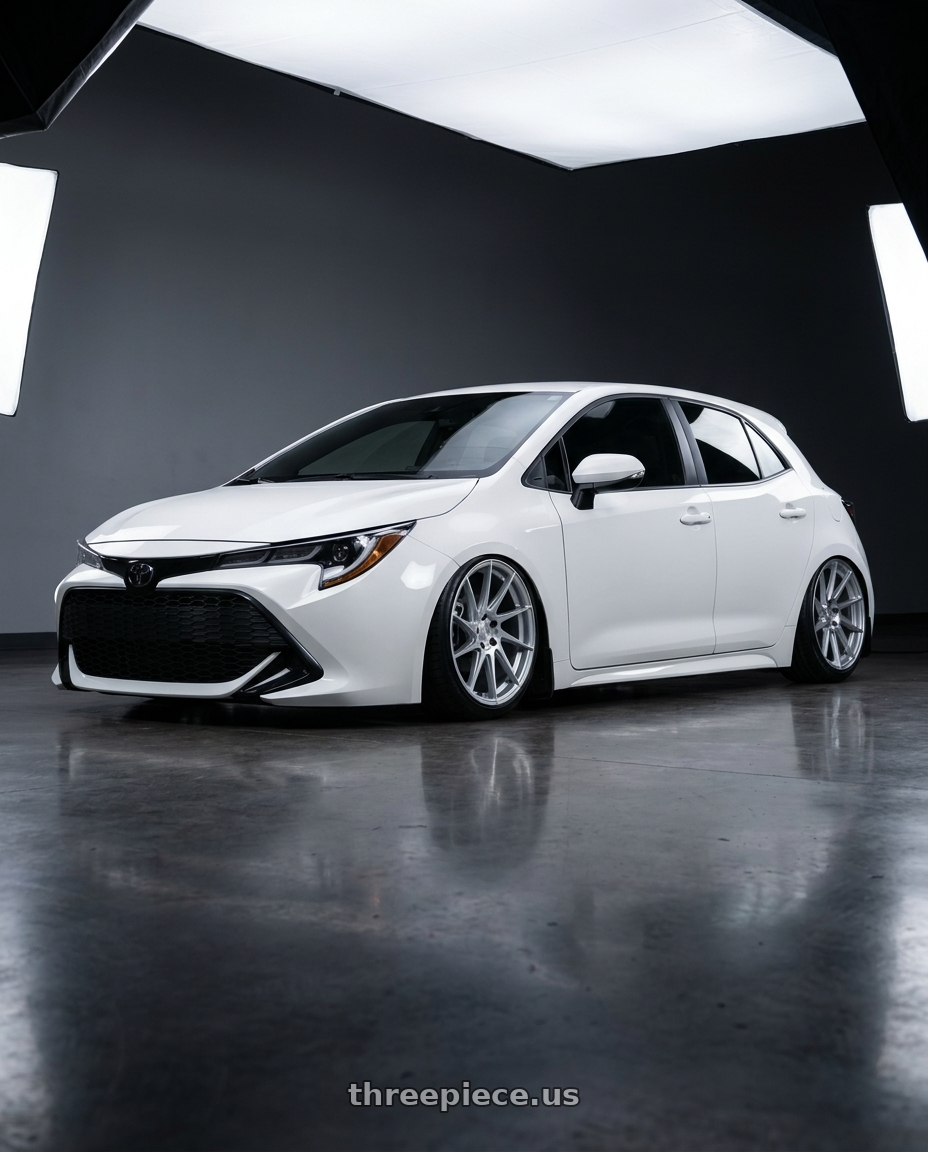 2023 Toyota Corolla Hatchback with Aodhan AH09 5x114.3 18x8.5 +35 Gloss Silver Machined Face wheels