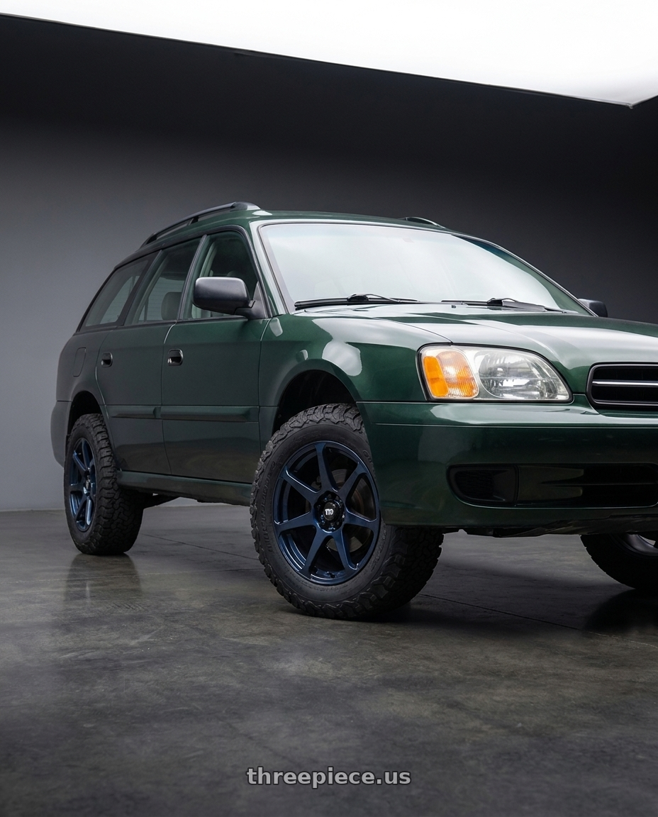 2002 Subaru Legacy L Wagon with Motegi MR154 BATTLE 5X100 17X8 +43 MIDNIGHT BLUE wheels