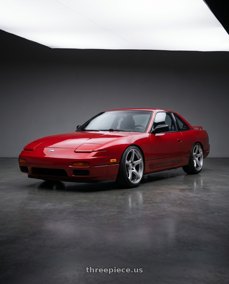 1993 Nissan S13 Red with Work Emotion T5r 5x114.3 18x9.5 +12 Glow Silver wheels