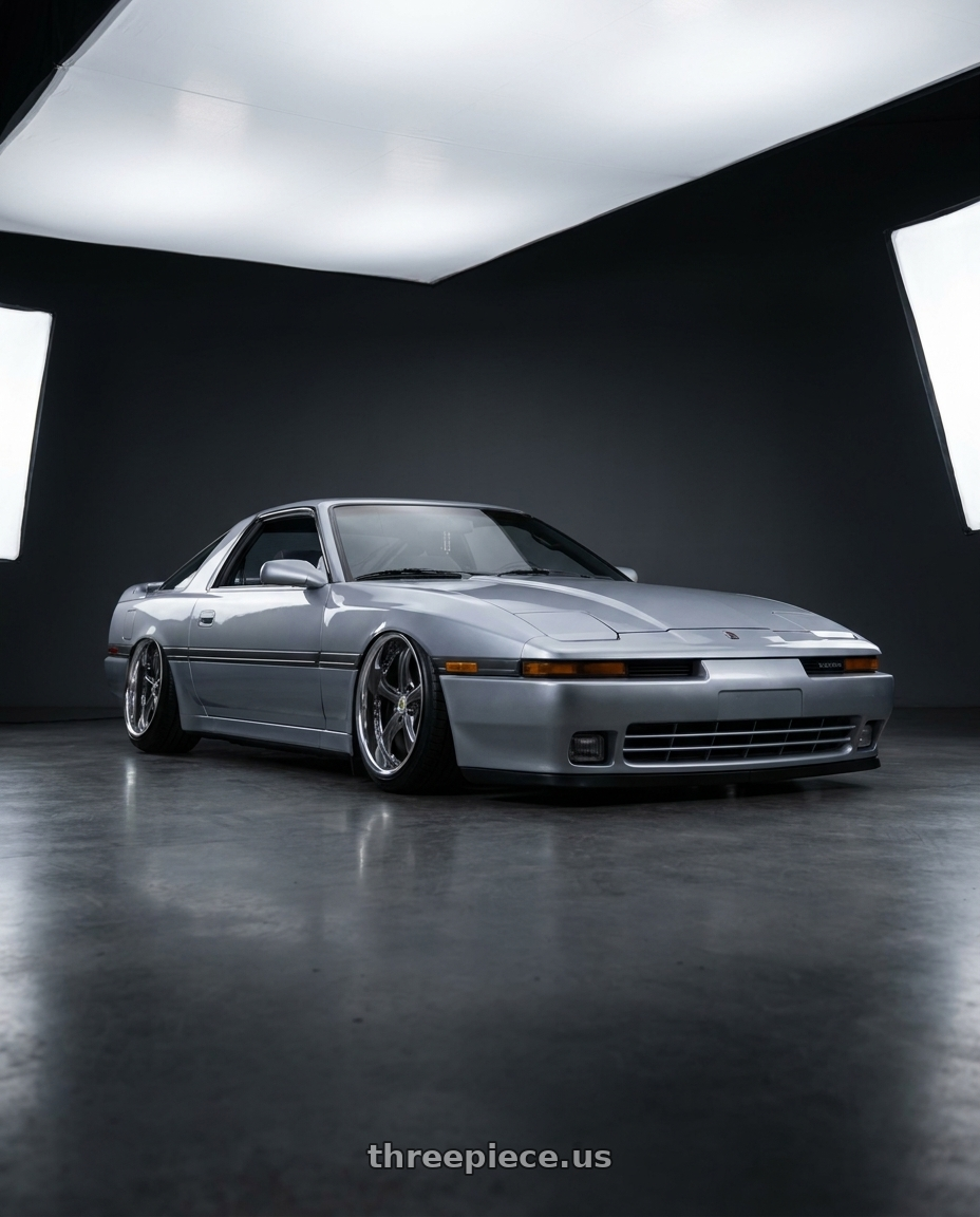 1987 Toyota Supra  with Work Wheels VS-KF 5X114.3 19x7.5+34 Brilliant Silver Black A Disk FULL REVERSE wheels