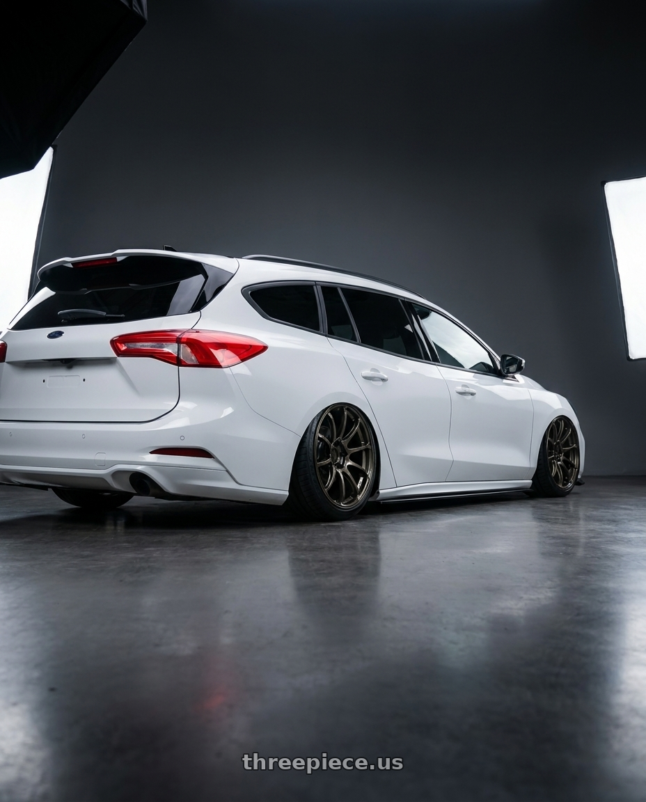 2020 ford focus st wagon with Advan Racing RS-DF Progressive 5x114.3 19x9+43 Dark Bronze Metallic wheels rear three quarter view square tires