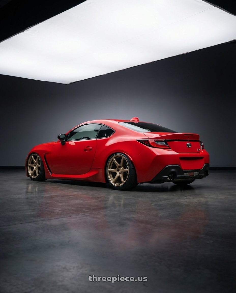 2024 Toyota GR86 with Kansei K11B Tandem 5x114.3 18x8.5 35 Bronze wheels rear three quarter view slight stretch tires