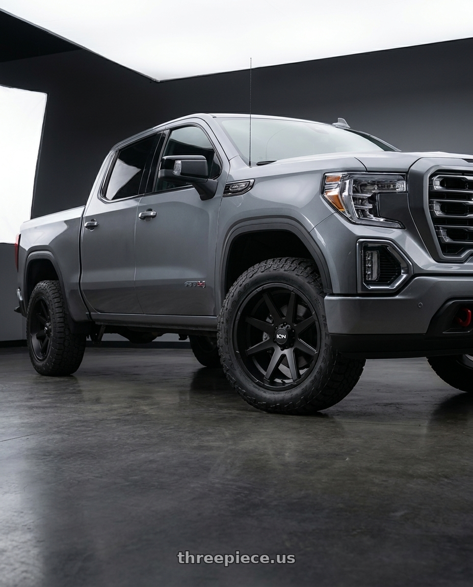2021 GMC Sierra 1500 AT4 with Ion Type 143 6x139.7 20x9+18 Matte Black wheels