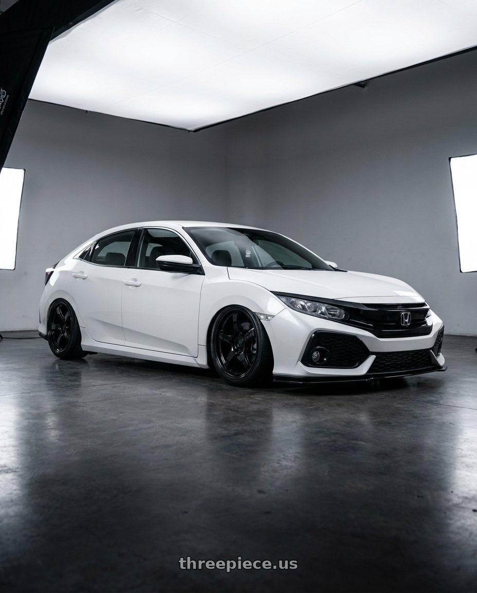 2019 Honda Civic with Gram Lights 57CR 5x114.3 19x10.5+12 Glossy Black wheels