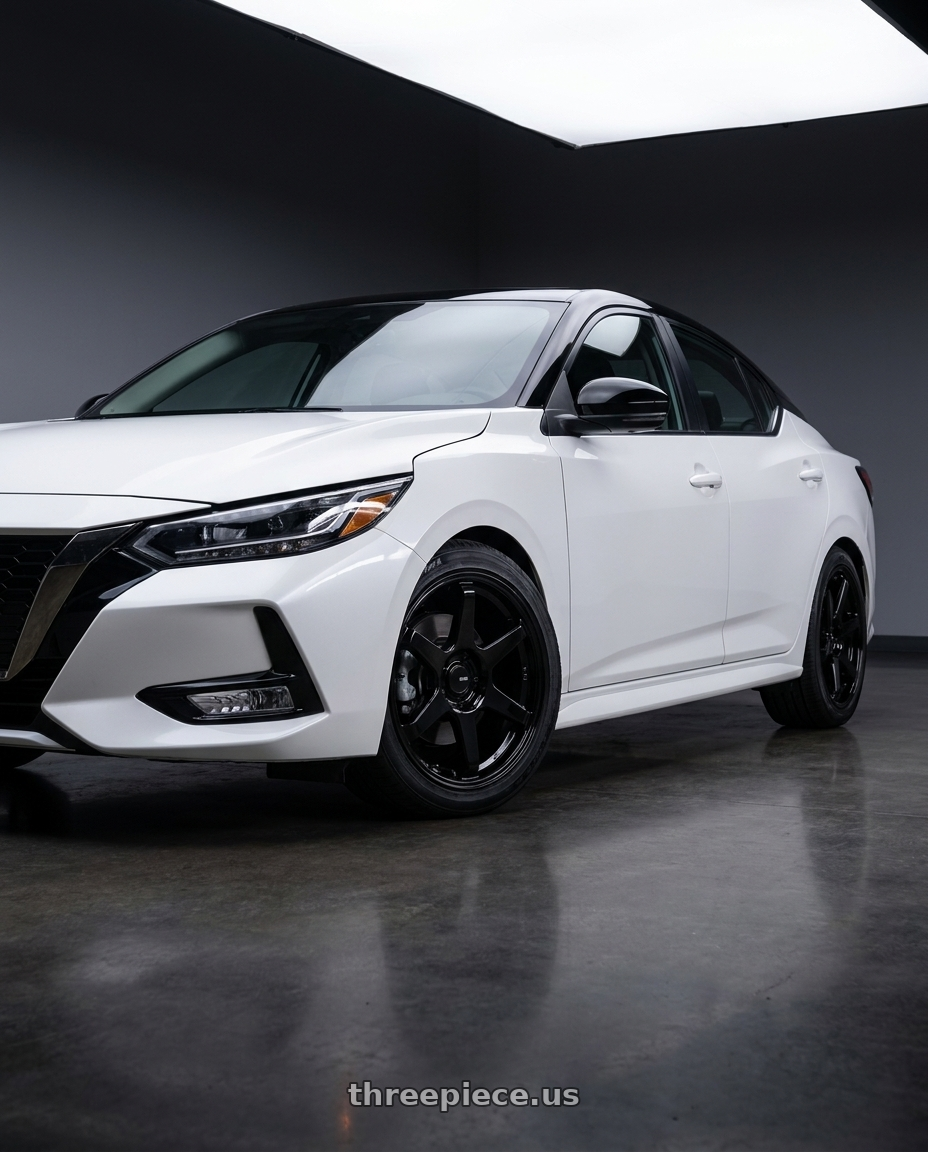 2022 Nissan Sentra with Enkei T6R 5x114.3 18x8+40 Gloss Black wheels