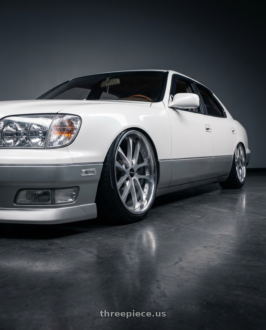 1994 lexus ls400  with ARC AR5 5x114.3 18x9.5  +30 Silver Machine Face Lip Chrome Rivet wheels