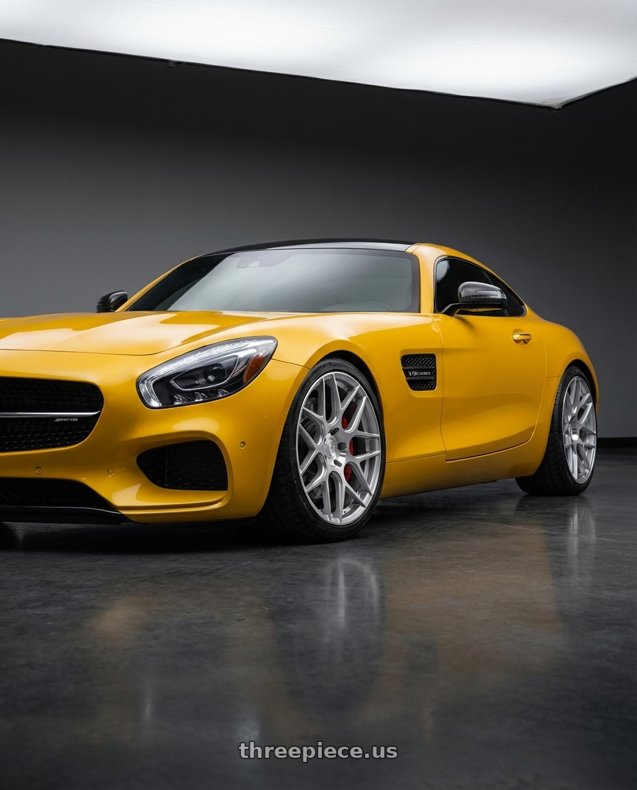 2019 Mercedes-Benz AMG GT with Aodhan AFF2 5x112 19x9.5+35 Gloss Silver Machined Face wheels