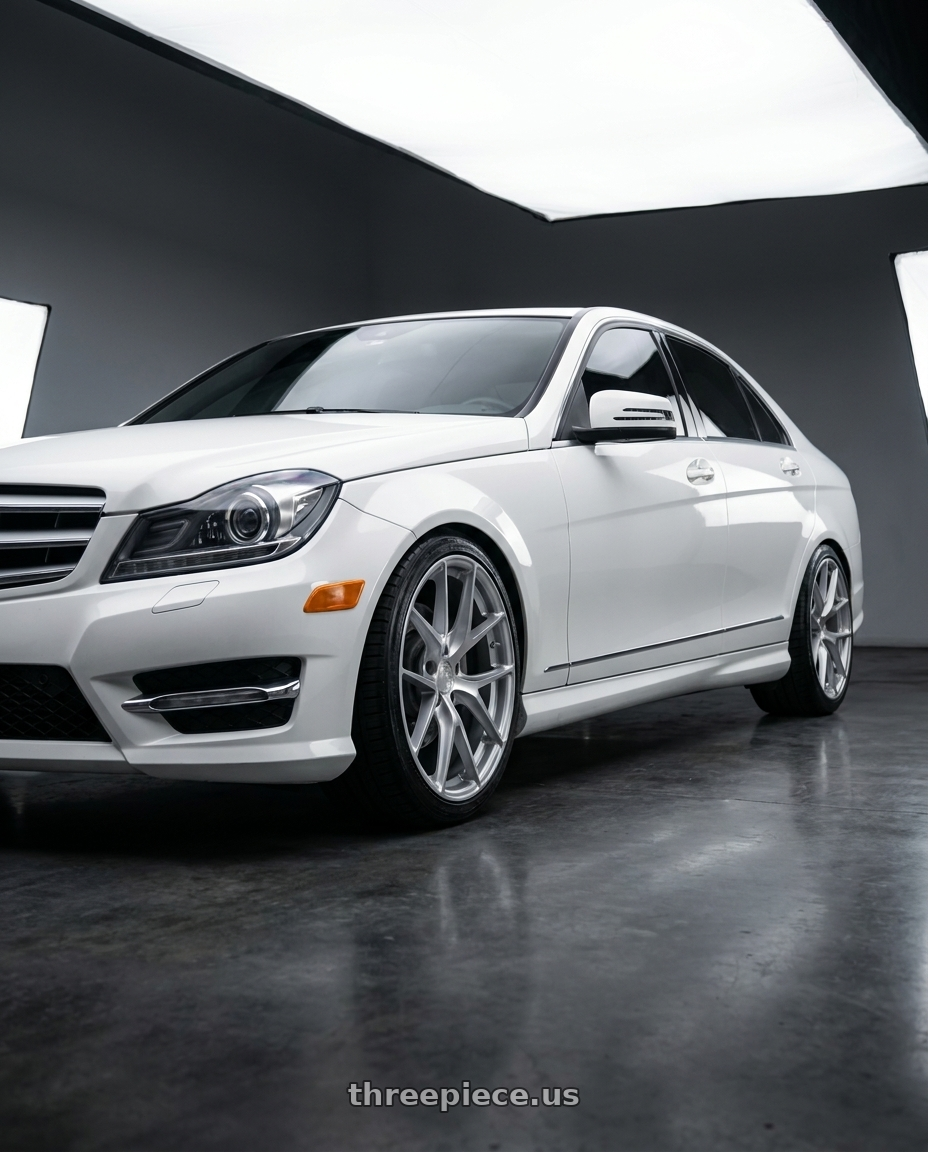 2014 Mercedes-Benz C250 with Aodhan AFF7 5x112 19x8.5+35 Gloss Silver Machined Face wheels