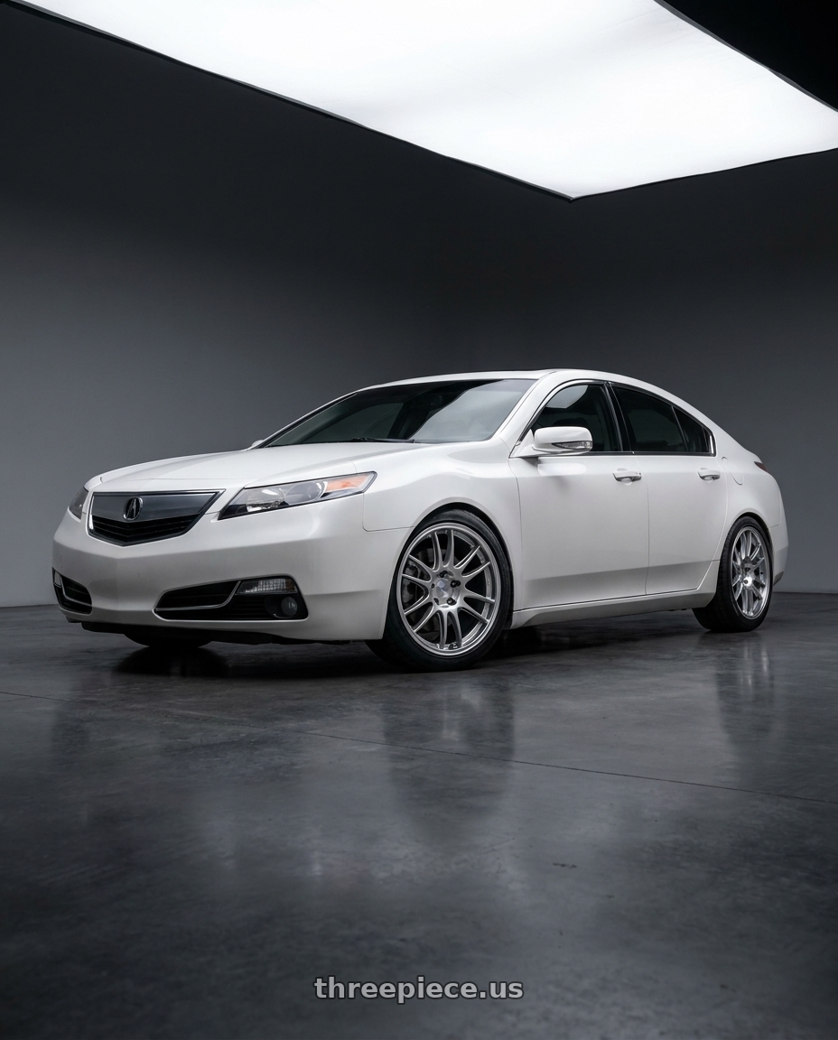 2013 Acura TL SH-AWD White with Enkei GTC02 5x120 18x8.5+35 Hyper Silver wheels