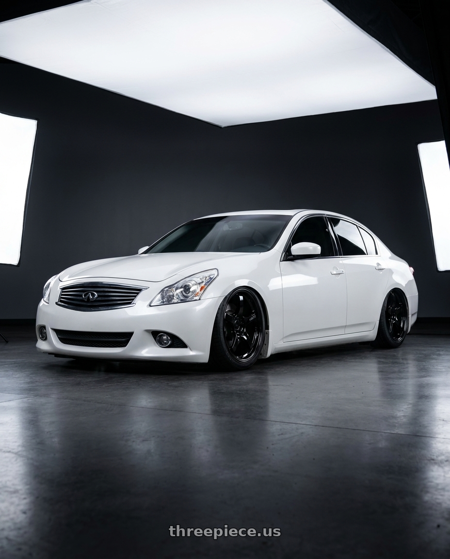 2012 Infiniti G37 with Gram Lights 57CR 5x114.3 19x10.5+35 Glossy Black wheels