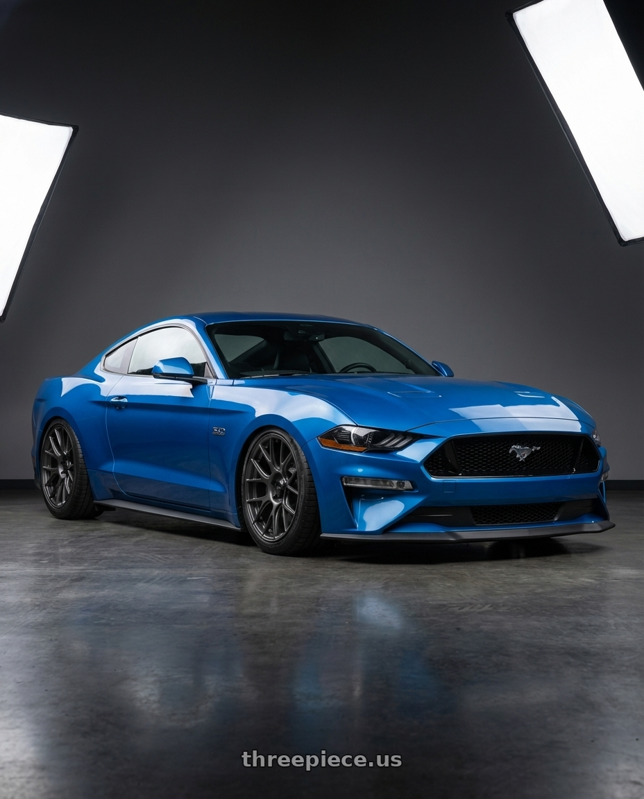 2022 Ford Mustang GT with Konig Ampliform 5x114.3 20x9.5+25 Dark Metallic Graphite wheels